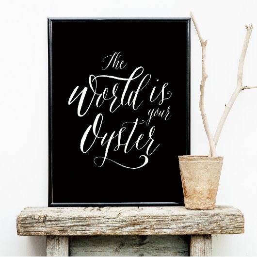 De wereld is je Oyster, handgeschreven typografie Poster