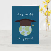 De wereld is jouw Aarde Gradukkap Afstuderen Kaart (Gele Bloem)