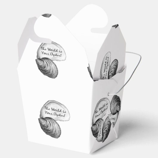 De wereld is jouw oester bedankdoosjes (Geopend)