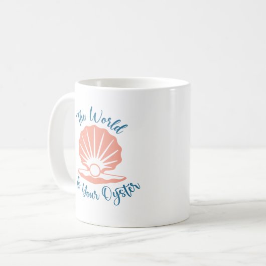 De wereld is jouw oester koffiemok (Voorkant links)