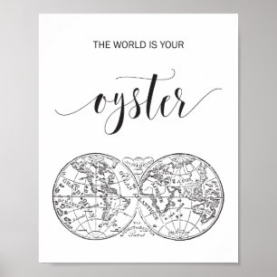 De wereld is jouw Oyster Black Wereldkaart Poster