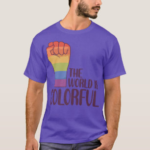 De wereld is kleurrijke homepage met dubbele regen t-shirt