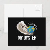 De wereld is mijn oester schelp briefkaart (Voorkant / Achterkant)