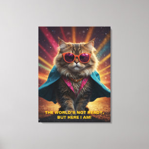 De wereld is niet klaar - zelfverzekerd Cat Humor Canvas Afdruk