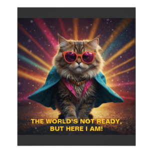 De wereld is niet klaar - zelfverzekerd Cat Humor Foto Afdruk