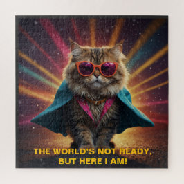 De wereld is niet klaar - zelfverzekerd Cat Humor Legpuzzel