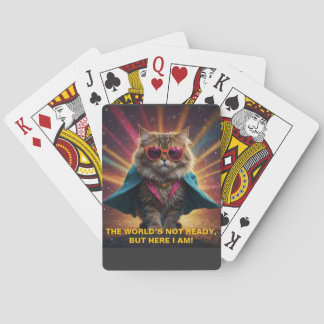 De wereld is niet klaar - zelfverzekerd Cat Humor  Pokerkaarten
