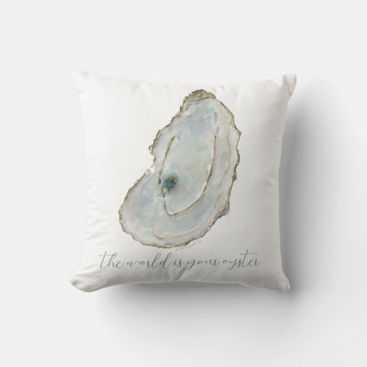 De wereld is uw oester Waterverf oester Kussen (Voorkant)