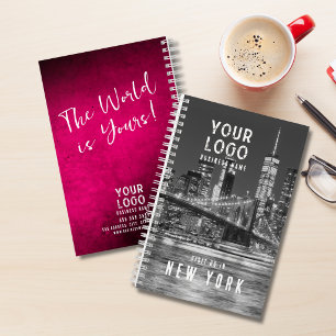 De Wereld Is Van Jou Zakelijk Logo Magenta Foto Notitieboek