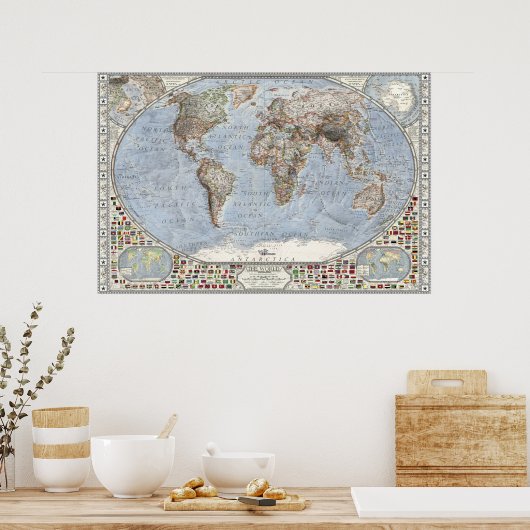 De wereld - kanselier poster (Keuken)