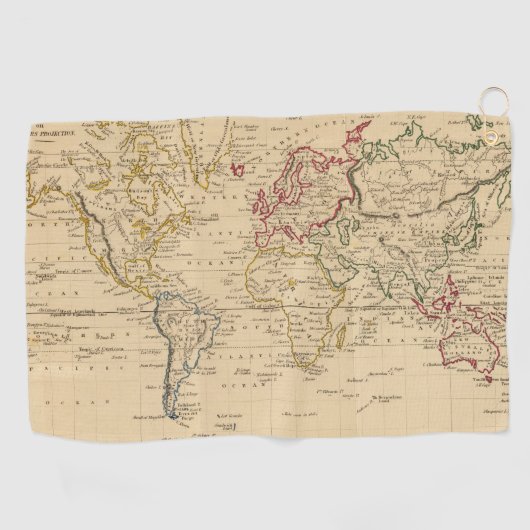 De wereld, Mercator's projectie Golfhanddoek (Horizontaal)