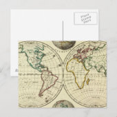 De wereld met continentale grenzen briefkaart (Voorkant / Achterkant)