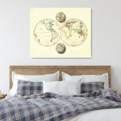 De wereld met continentale grenzen canvas afdruk (Insitu (Slaapkamer))