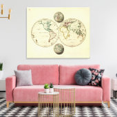 De wereld met continentale grenzen canvas afdruk (Insitu (Woonkamer))
