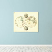 De wereld met continentale grenzen canvas afdruk (Insitu (Houten vloer))