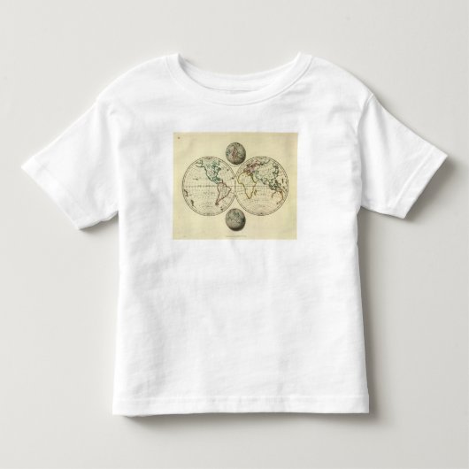De wereld met continentale grenzen kinder shirts (Voorkant)