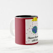 De wereld met liefde tonen tweekleurige koffiemok (Voorkant links)