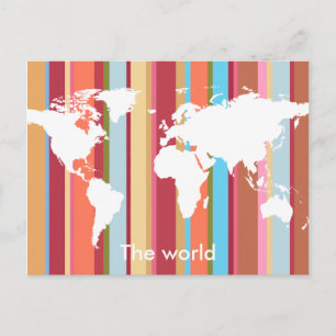 de wereld met verticale kleurenstrepen briefkaart