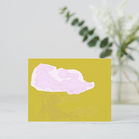 De wereld ondersteboven briefkaart (Staand voorkant)