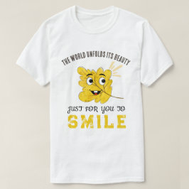 "De Wereld Ontwikkelt Zijn Schoonheid" Gele Lachen T-shirt