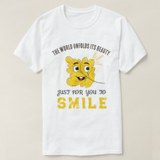"De Wereld Ontwikkelt Zijn Schoonheid" Gele Lachen T-shirt