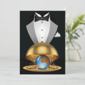 De wereld op een Gold Platter uitnodiging (Staand voorkant)