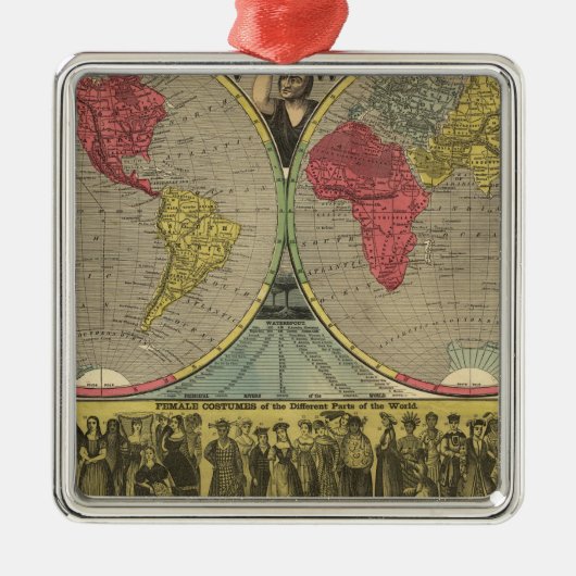 De wereld op één Uitzicht Metalen Ornament (Voorkant)