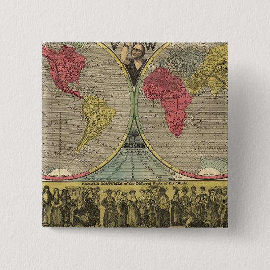 De wereld op één Uitzicht Vierkante Button 5,1 Cm (Voorkant)