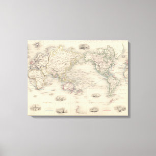 De wereld op Mercator-projectie Canvas Afdruk