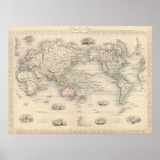 De wereld op Mercator-projectie Poster (Voorkant)