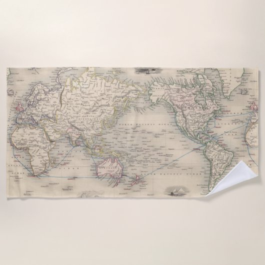 De wereld op Mercator-projectie Strandlaken (Voorkant)
