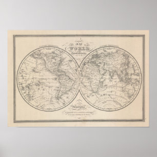 De wereld over de wereldwijde projectie poster