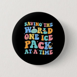 De wereld redden Een ijspakket op tijd School Verp Ronde Button 5,7 Cm