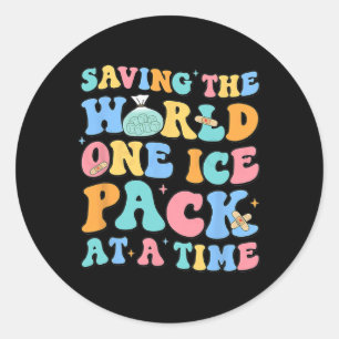 De wereld redden Een ijspakket op tijd School Verp Ronde Sticker