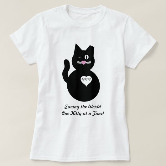De wereld redden, één Kat tegelijk T-shirt (Design voorkant)