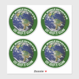 De wereld revolt rond ons houden het Schoon 4 op 1 Sticker