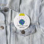 De wereld schetsen ronde button 7,6 cm (In situ)