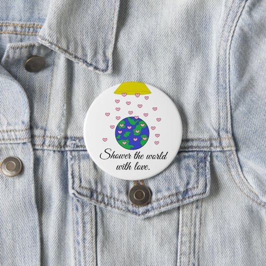 De wereld schetsen ronde button 7,6 cm (In situ)