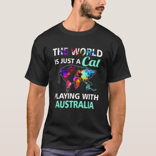 De wereld speelt een katrol in Australië T-shirt (Voorkant)