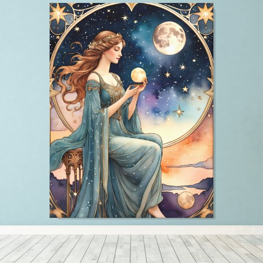 De wereld - Tarot Canvas Afdruk (Insitu (Houten vloer))