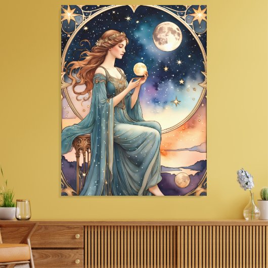 De wereld - Tarot Canvas Afdruk (Insitu (Woonkamer))