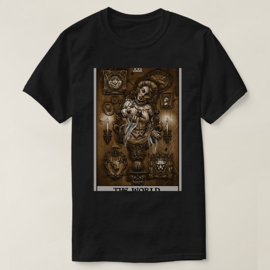 De wereld Tarot Kaart Victoriaans Ghost T-shirt (Design voorkant)