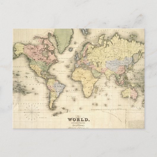 De wereld van de Mercator-projectie | 1840 Briefkaart (Voorkant)