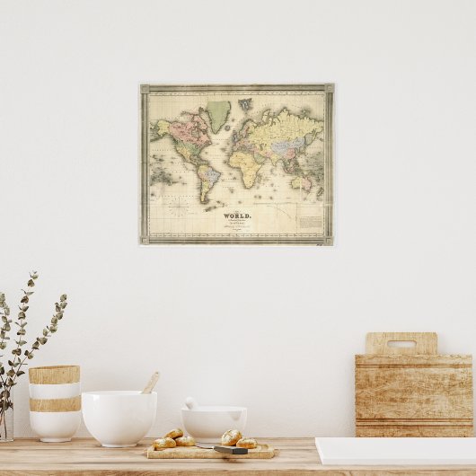 De wereld van de Mercator-projectie | 1840 Poster (Keuken)