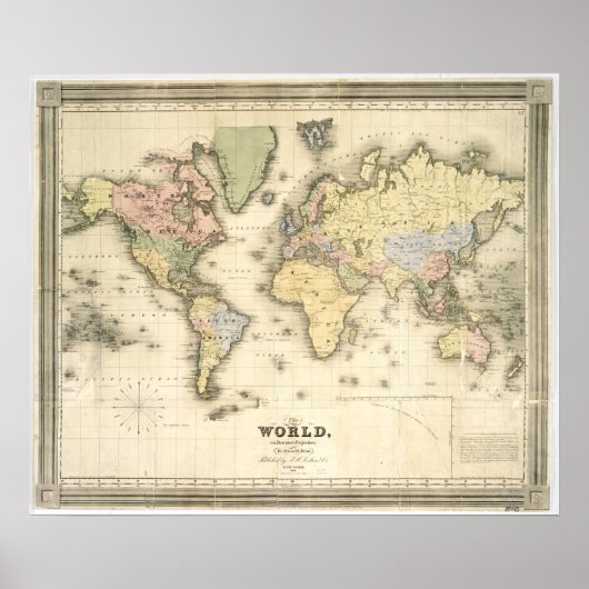 De wereld van de Mercator-projectie | 1840 Poster (Voorkant)