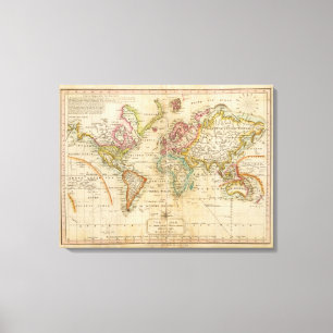 De wereld van de Mercator-projectie Canvas Afdruk