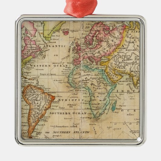 De wereld van de Mercator-projectie Metalen Ornament (Voorkant)