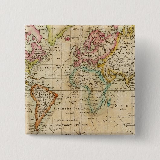 De wereld van de Mercator-projectie Vierkante Button 5,1 Cm (Voorkant)