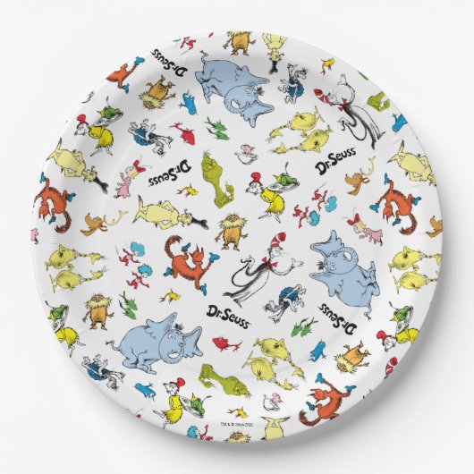 De wereld van Dr. Seuss-patroon Papieren Bordje (Voorkant)