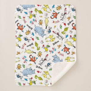 De wereld van Dr. Seuss-patroon Sherpa Deken